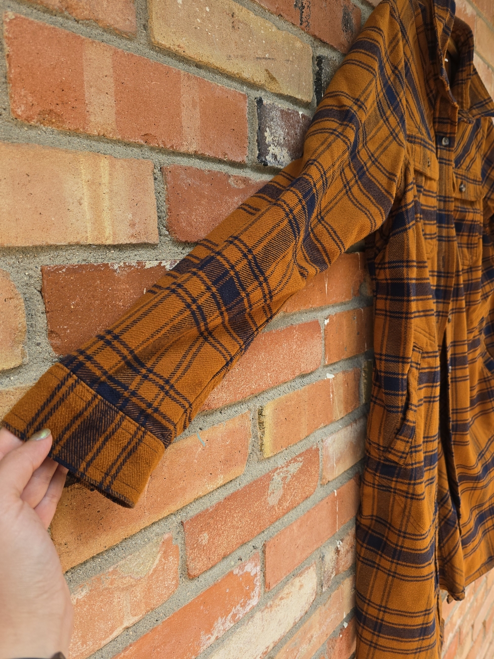 Rust Orange and Navy Plaid Button-Up Shacket - Picture 4 of 8